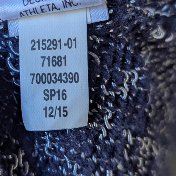 Athleta Weekend Wrap Open Front Cardigan Long Sweater With Pockets Blue White M - Picture 10 of 11